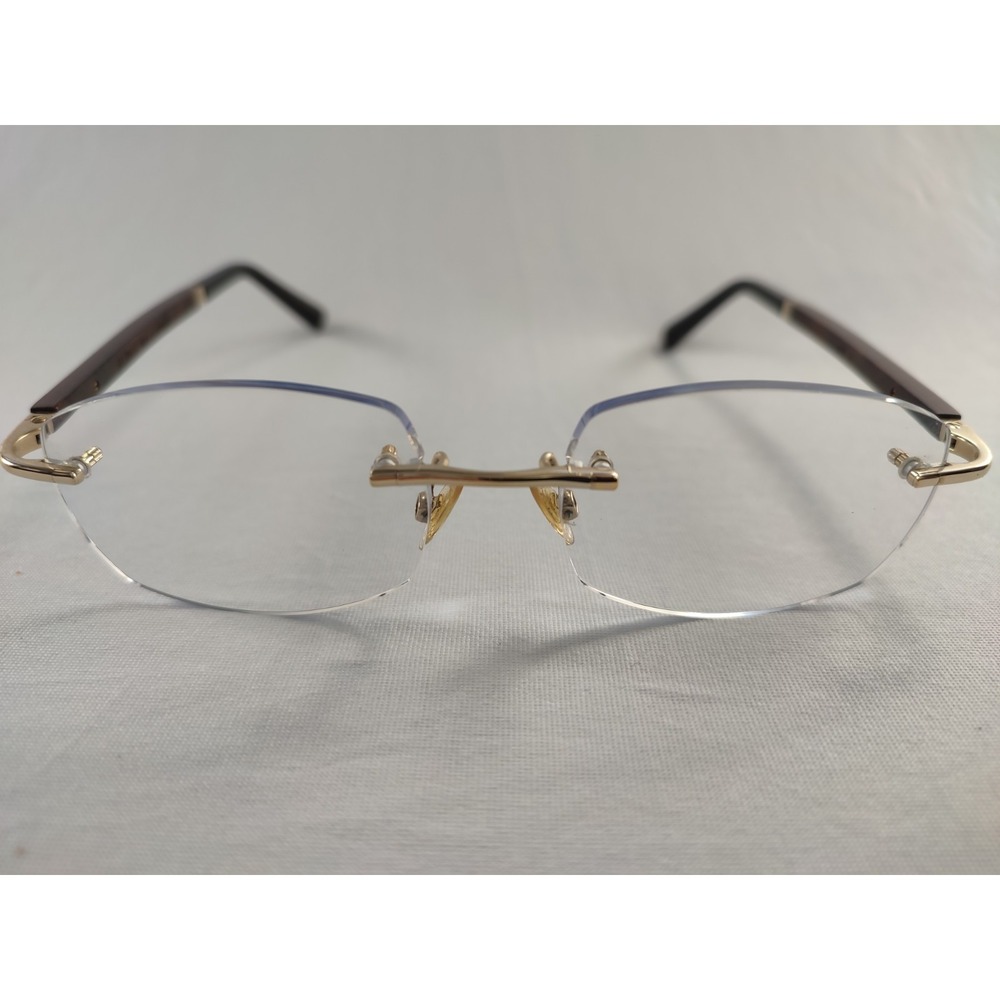 Gold & Wood LoR70 Rimless Luxury‎ Eyeglasses Gold Tone Wood Temples Luxembourg